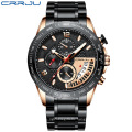 CRRJU 2281 Mens Watches Chronograph Watch Quartz Wristwatches Luminous Stainless Steel Relogio Masculino